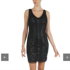 MOLLY BRACKEN Beaded Black Dress